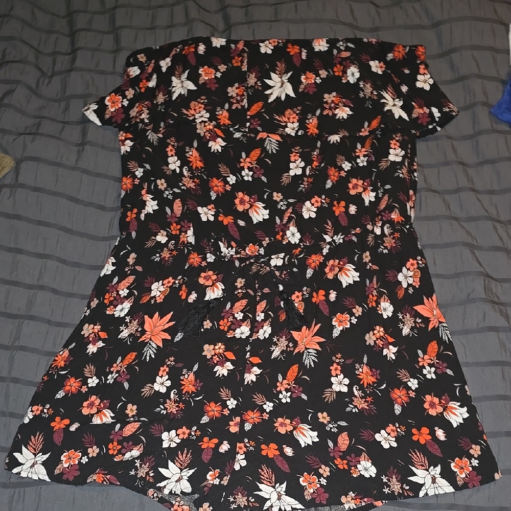 Mossimo Supply Co. Black and Orange Floral Romper